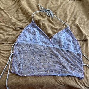 Y2k beaded Light Blue halter Top